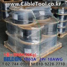 300m(롤) 벨덴1063A (미터당 ₩11,710) 벨덴케이블 1063A BELDEN 1063A 2Pair 18AWG Paired 블랙