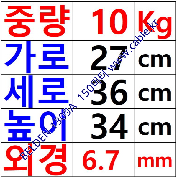 150m(롤) 벨덴1309A (미터당 ₩5,693) 벨덴케이블 1309A BELDEN 1309A 2C 14AWG Multi Conductor 블랙