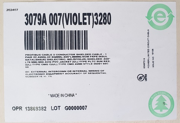 BELDEN 3079A 007(Violet) 1Pair 22AWG 벨덴 1,000M