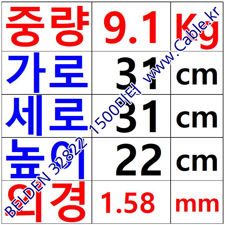 1500m(롤) 벨덴32822 (미터당 ₩1,380) 벨덴케이블 32822 BELDEN 32822 1Str 22AWG Hook Up Wire (레드)