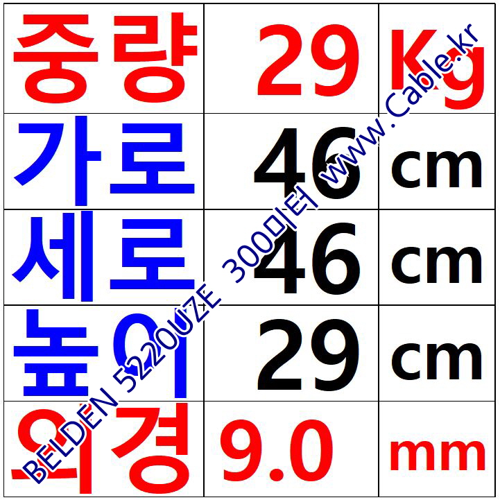 300m(롤) 벨덴5220UZE (미터당 ₩5,770) 벨덴케이블 5220UZE BELDEN 5220UZE 2C 16AWG Security & Alarm (레드)