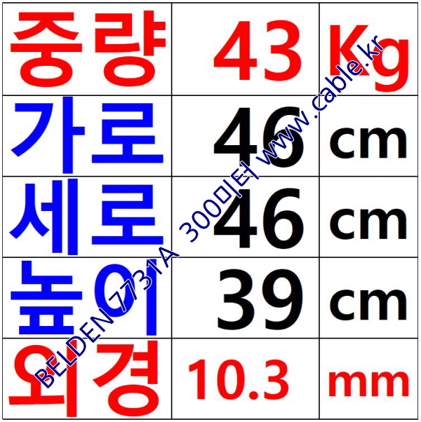 300m(롤) 벨덴7731A (미터당 ₩7,140) 벨덴케이블 7731A BELDEN 7731A 1Coax 14AWG RG11 75옴 동축케이블