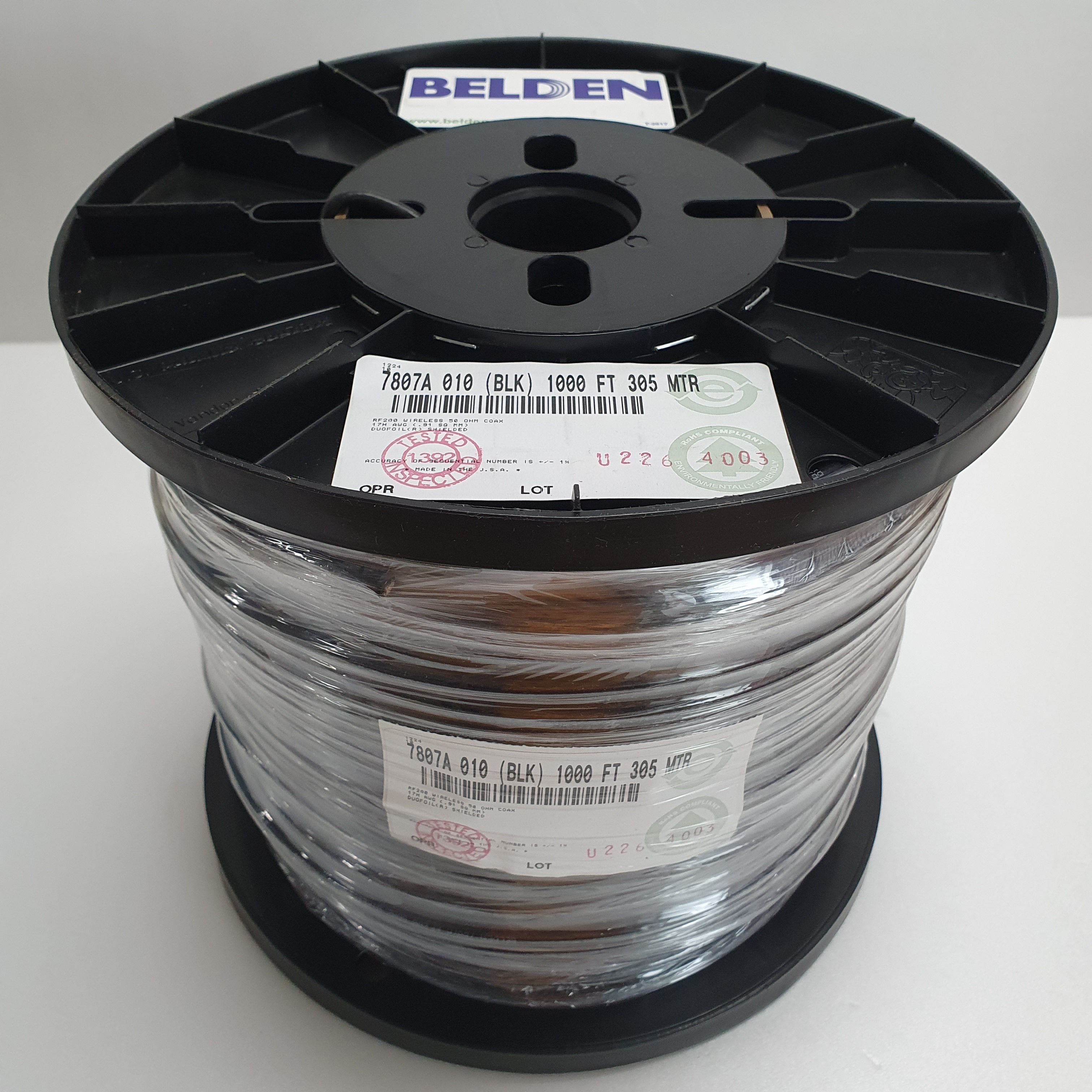 300m(롤) 벨덴7807A (미터당 ₩3,920) 벨덴케이블 7807A BELDEN 7807A 1Coax 17AWG RF 200 동축케이블 블랙