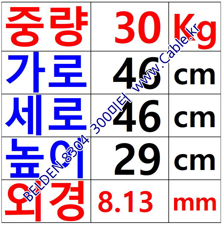 300m 벨덴8304 (미터당 ₩15,470) 벨덴케이블 8304 BELDEN 8304 4Pair 22AWG RS232 & RS423 크롬