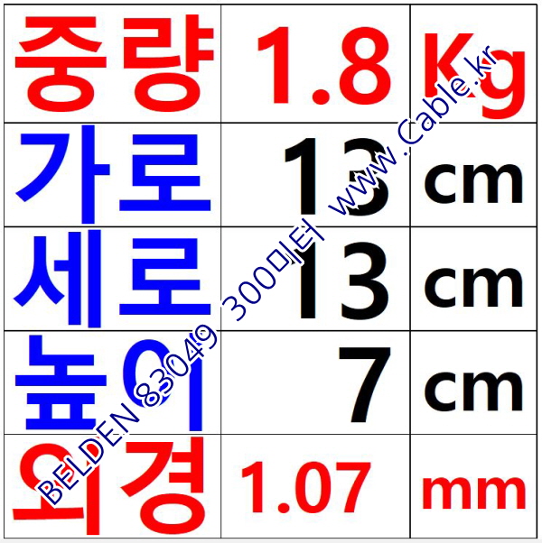 300m 벨덴83049 (미터당 ₩12,540) 벨덴케이블 83049 BELDEN 83049 1C 22AWG Hook Up Wire 블랙