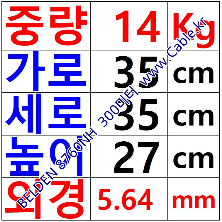 300m(롤) 벨덴8760NH (미터당 ₩9,650) 벨덴케이블 8760NH BELDEN 8760NH 1Pair 18AWG UL/CSA 300V계장용 크롬