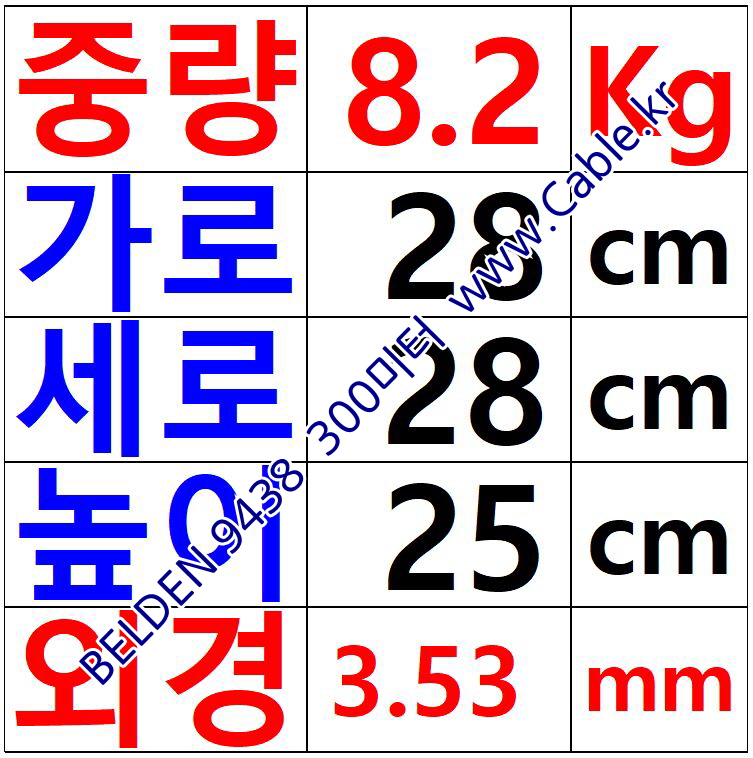 300m(롤) 벨덴9438 (미터당 ₩3,670) 벨덴케이블 9438 BELDEN 9438 1C 14AWG Hook Up Wire 