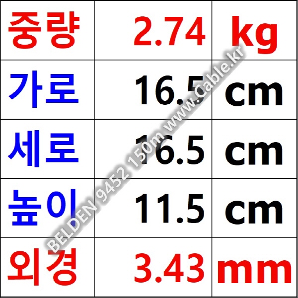 150m(롤) 벨덴9452 미터당 ₩2,200 벨덴케이블 9452 BELDEN 9452 2C 24AWG 라인레벨 마이크, 악기
