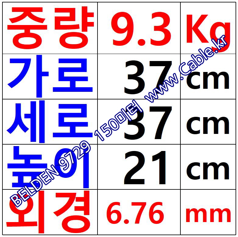 150m(롤) 벨덴9729 미터당 ₩3,560 벨덴케이블 9729 BELDEN 9729 2Pr 24AWG RS-422 오디오멀티