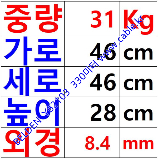 330m(롤) 벨덴Y62103 (미터당 ₩4,309) 벨덴케이블 Y62103 BELDEN Y62103 3C 18AWG Multi Conductor