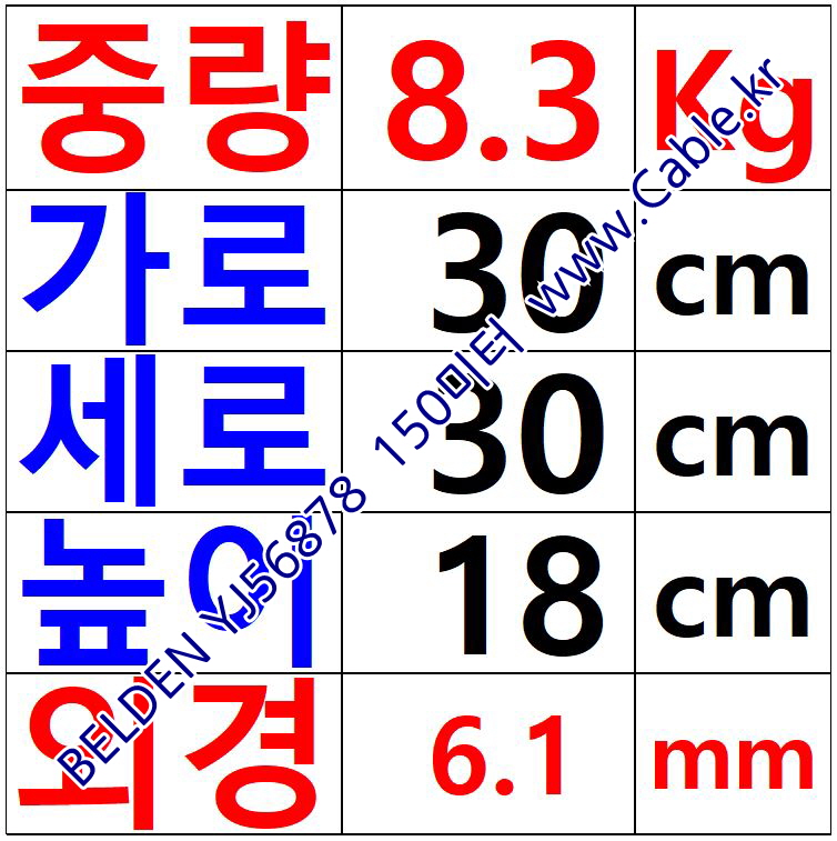 150m(롤) 벨덴YJ56878 (미터당 ₩2,340) 벨덴케이블 YJ56878 BELDEN YJ56878 2C 24AWG 마이크 악기
