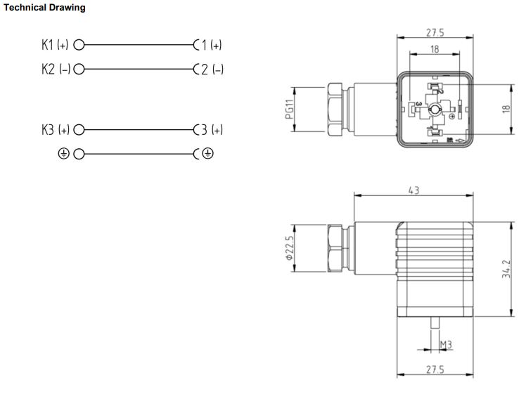 Hirschmann GDM 3011 J Black DIN Valve Connector