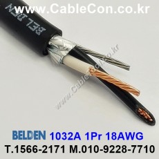 10m 벨덴1032A (미터당 ₩2,990) 벨덴케이블 1032A BELDEN 1032A 1Pair 18AWG Paired 블랙