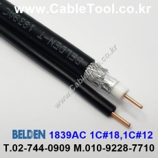 300m(롤) 벨덴1839AC (미터당 ₩1,300) 벨덴케이블 1839AC BELDEN 1839AC 1Coax 18AWG Plenum 자켓 CMP 블랙