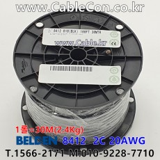 30m(롤) 벨덴8412 미터당 ₩5,990 벨덴케이블 8412 BELDEN 8412 2C 20AWG 마이크, 악기