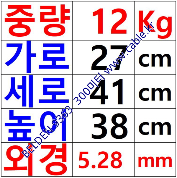 300m 벨덴9363 미터당 ₩3,940 벨덴케이블 9363 BELDEN 9363 1Triad 22AWG